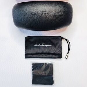 SALVADORE FERRAGAMO NEW UNISEX BLACK HARD SHELL LOGO SUNGLASSES EYEGLASSES CASE